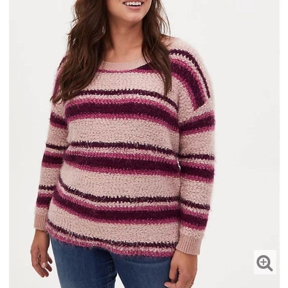 NWT Torrid Striped Fuzzy Sweater